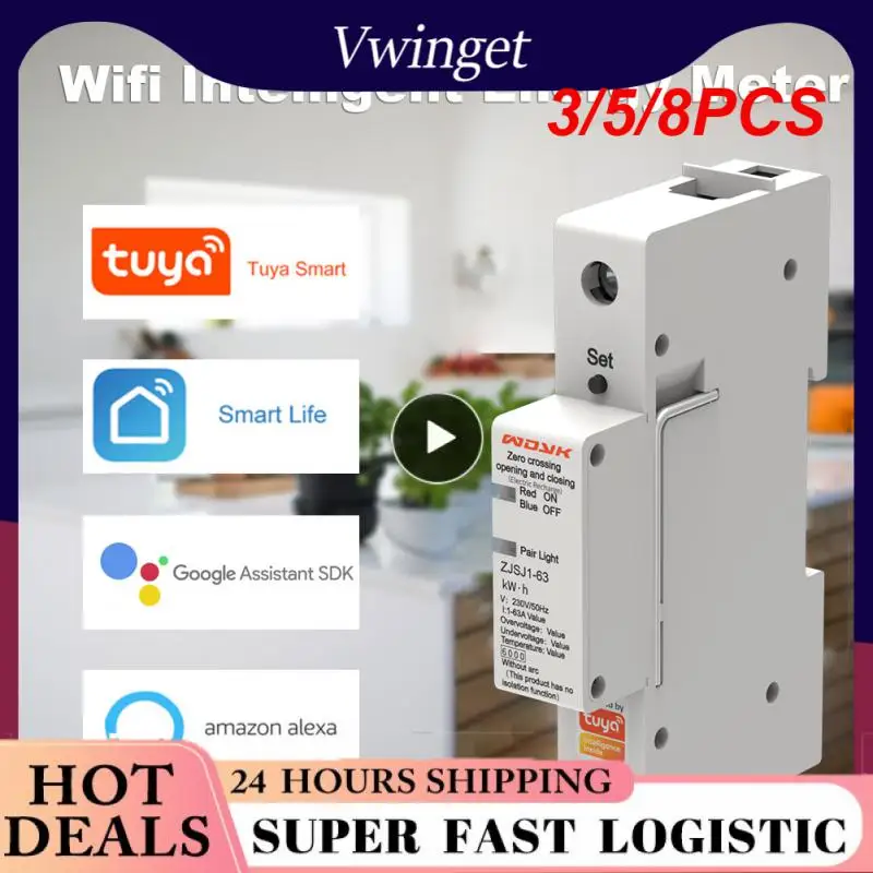 

3/5/8PCS Single Phase Tuya Energy Acquisition Switching 63a Single Phase Meter 1p Wifi Smart Energy Meter Smart Home New