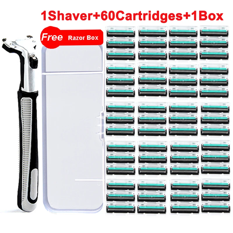 

60 шт./упаковка, 2-слойные бритвенные лезвия для мужчин