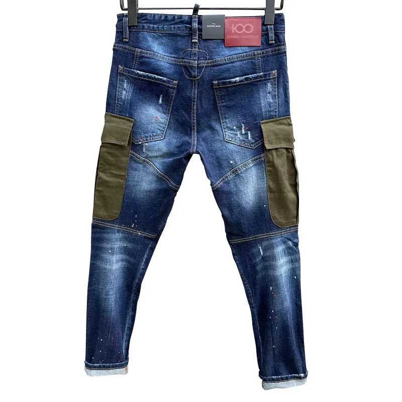 Мужские джинсы 100 благосостояние t163 эластичные тонкие модные мужские брюки в