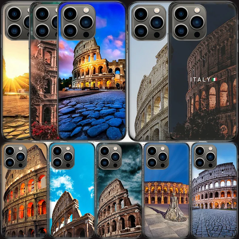 Чехол для телефона Colosseum Rome Italy Apple Iphone 16 15 Plus Soft 13 12 Mini Cover 11 14 Pro Max Capa 8 7 SE Shell Coque Silicone