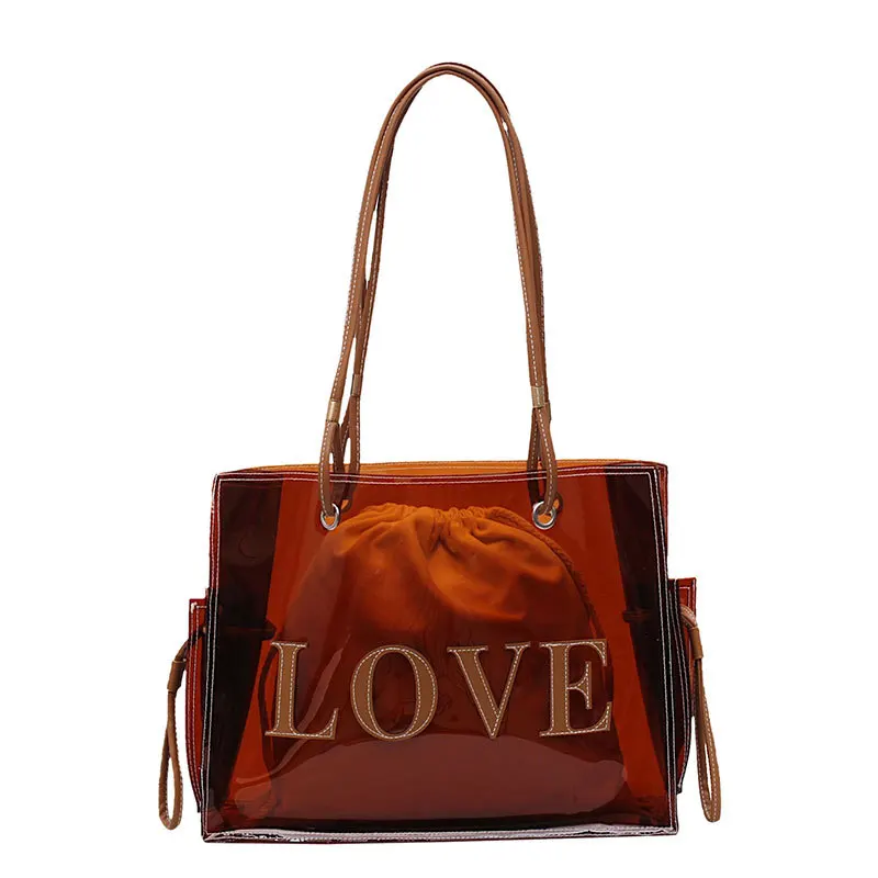 

Female 2022 New Trendy Version Versatile Foreign Style Tote Bag Large Capacity Transparent Jelly One Shoulder Messenger Bag