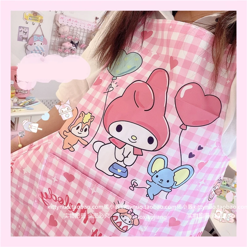 

Кавайная Sanrioed My Melody Kuromi Purin Dog Cinnamoroll Littletwinstars, милый мультяшный фартук для дома, кухни, работы по дому, защита от грязи