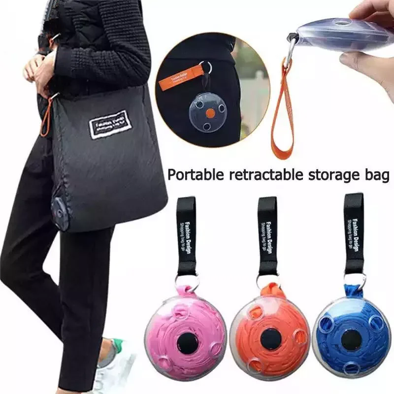 

Portable Folding Telescopic Small Disc Shopping Bag Multifunctional Storage Bag Reusable Shopper Handbag Organizer Travel Bag