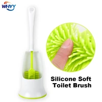 whyy silicone toilet brush with holder sets creative no dead angle tpr toilet cleaning tool for wc home bathroom accessories