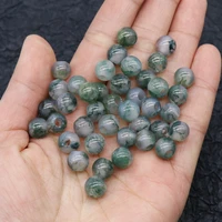 natural aquatic agate big hole beads round loose stone crystal for jewelry making fit necklaces bracelets lucky buckle amulet