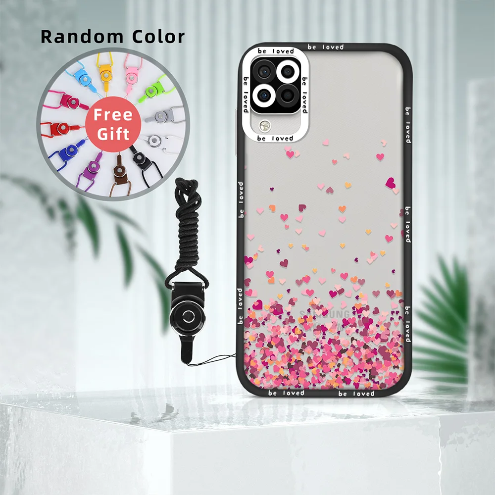 

For Samsung A11 Clear Pink Heart Case for Samsung A12 A71 A21S A32 4G A52 A52S A53 5G A72 S22 Plus S22Ultra Phone Back Covers