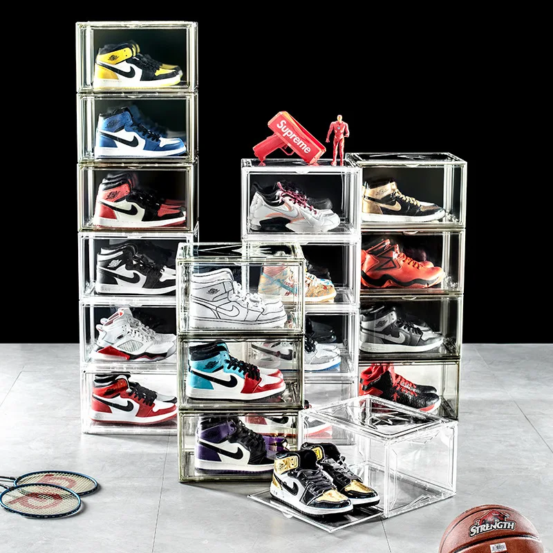 Transparent Shoe Box Thickened Plastic Storage Box Acrylic Display Box Sneaker Storage Rack Anti-oxidation and Dustproof