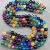natural loose beads round colorful striped agate spacer bead for making jewelry 4 6 8 10mm
