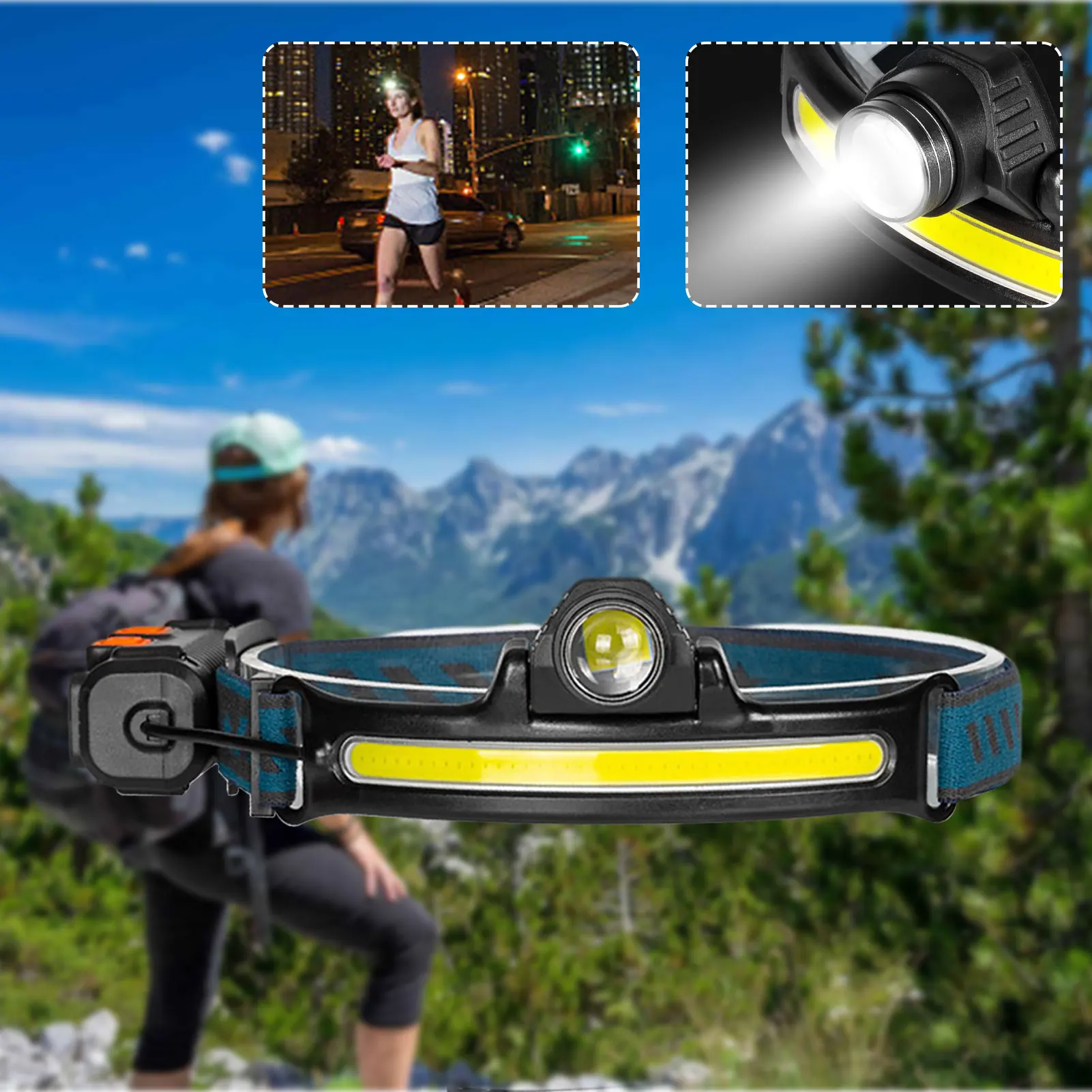 Индукционный светодиодный налобный фонарь с аккумулятором перезаряжаемый