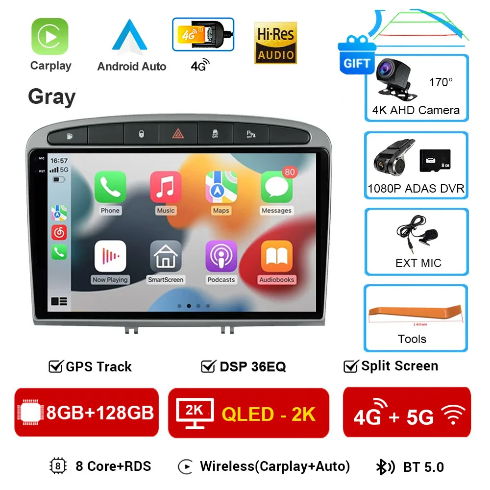 

9-дюймовый 2 Din Android 16 автомобильный радиоприемник мультимедийный видеоплеер для 2010-2016 PEUGEOT 308 408 авторадио Carplay 4G gps