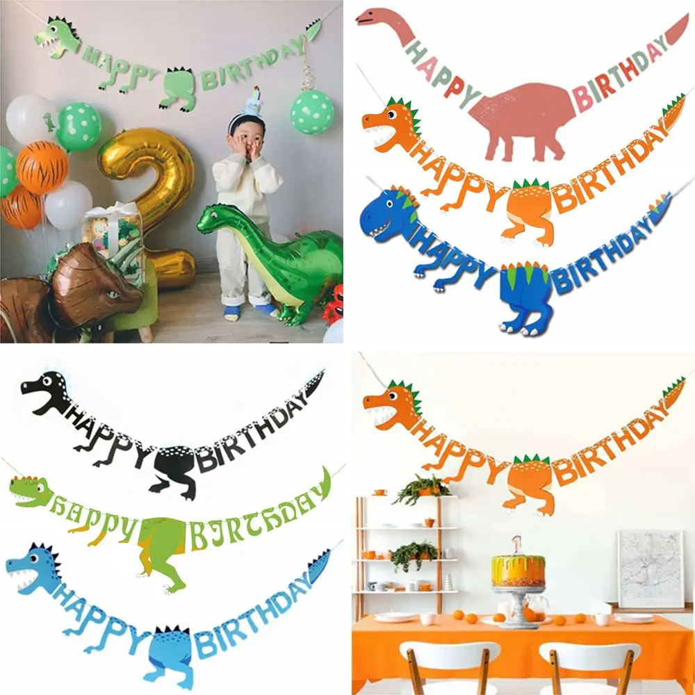 

Баннер в виде динозавра на день рождения, подвесной флажок, искусственное украшение джунглей, гирлянда, баннеры