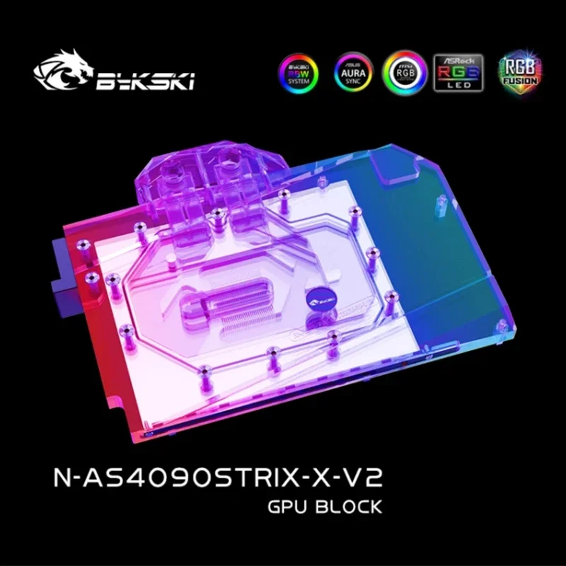 Блок для видеокарты Bykski N-AS4090STRIX-X-V2 GPU Block для ASUS TUF GAMING RTX 4090  RTX4090 ROG Strix, 0.3 мм, с микро-водоотводом Jet Micro-waterway (art.: 3920da78abc79) - 3920da78abc79