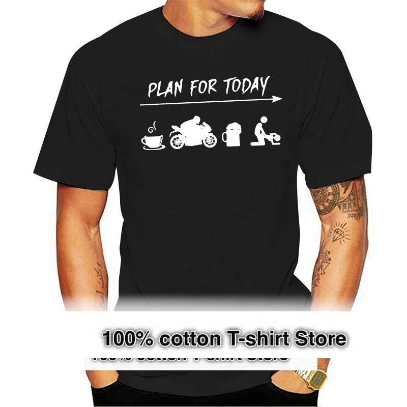 

Biker Plan For Today Coffee Bike Beer Funny Men T-Shirt Cotton S-3Xl Custom Special Print Tee Shirt