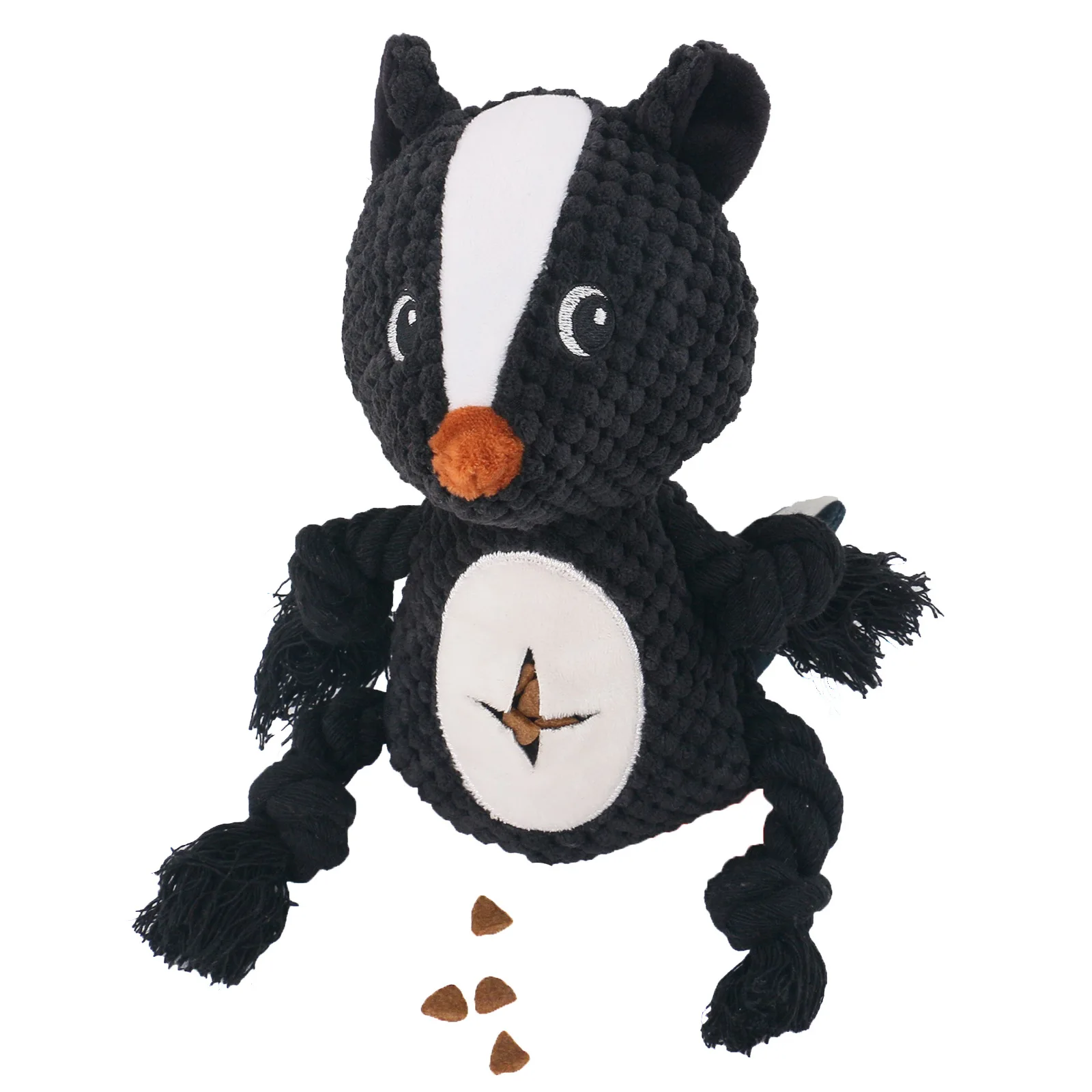 

Плюшевая игрушка для собак, плюшевая игрушка, устойчивая к укусам, мягкая с пищалкой, тибетская еда, интерактивная игрушка для домашних животных, игрушка для собак, флисовая пищалка Skunk