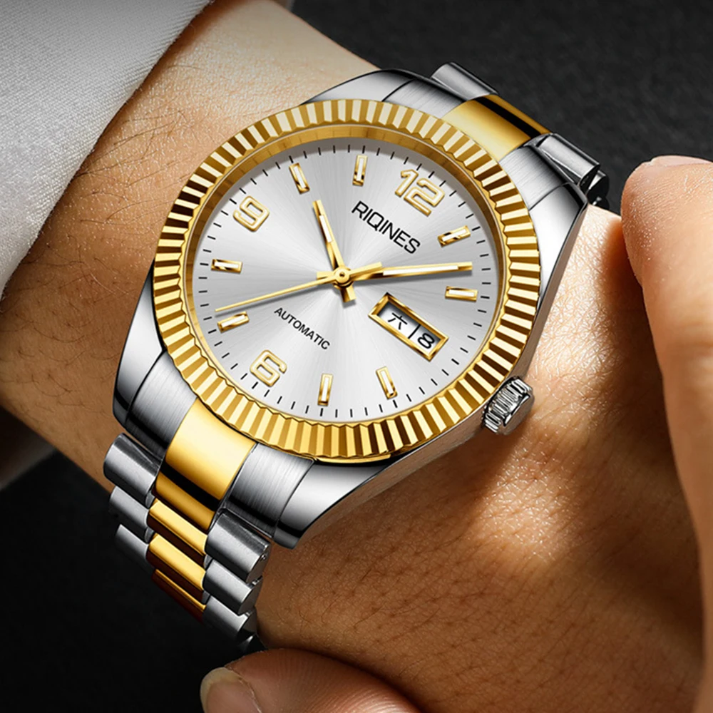 

Часы наручные мужские автоматические, роскошные механические классические деловые водонепроницаемые светящиеся, 40 мм, с автоподзаводом