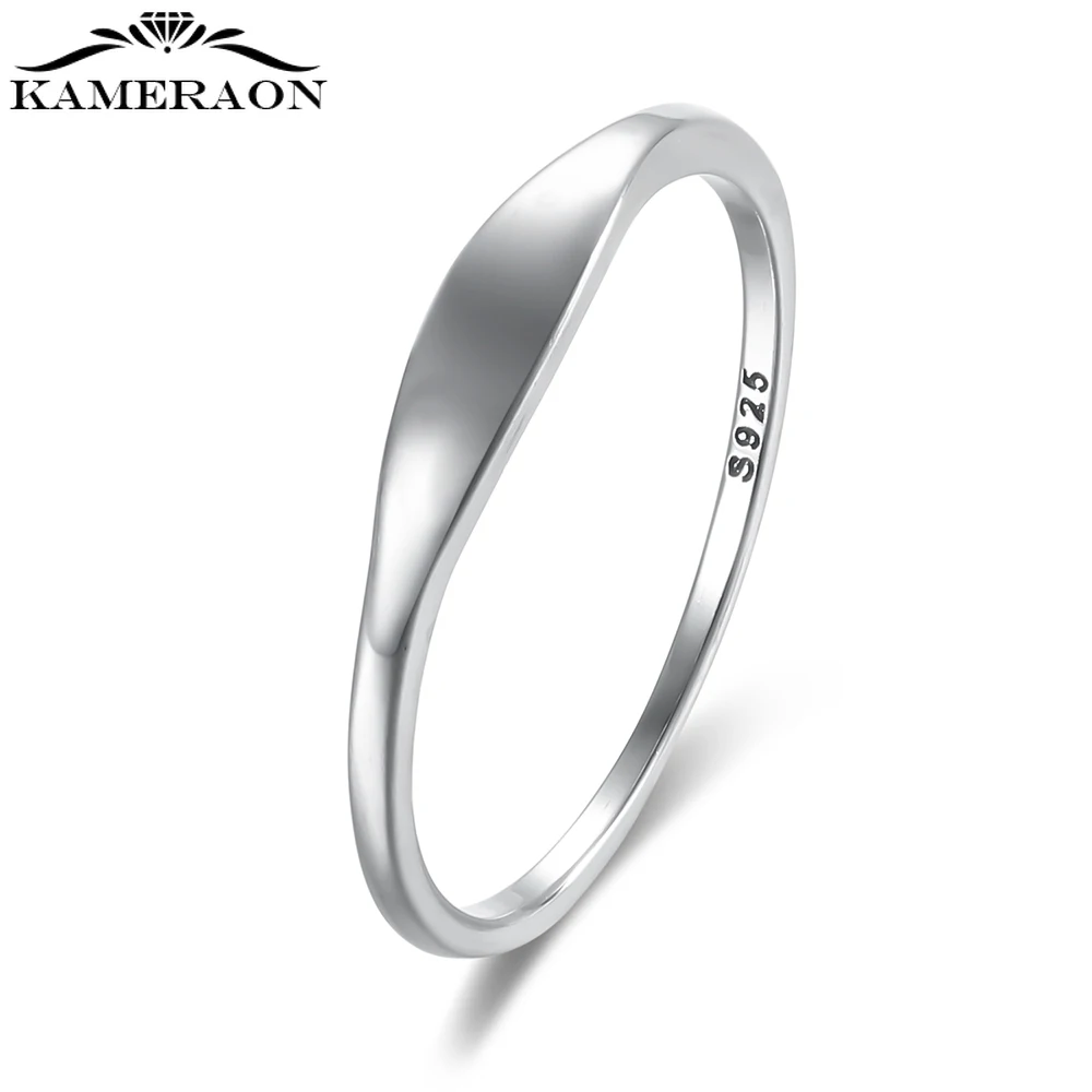 

Kameraon Women's 925 Silver Finger Rings Retro Irregular Glossy Smooth Rings for Women Birthday Wedding Party Jewelry Gifts