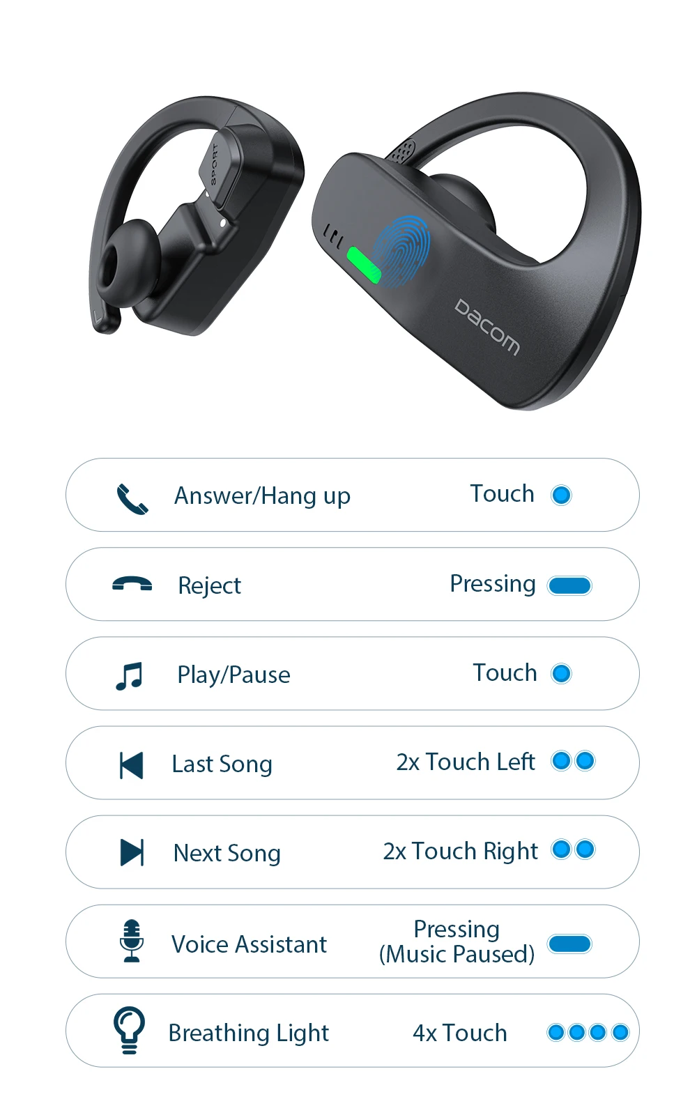 Беспроводные Bluetooth-наушники DACOM Bonebuds G84 с костной проводимостью