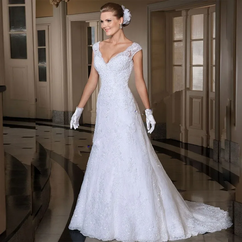 

Women's wedding dress lace embroidery High neck long sleeve plus size bridal Muslim wedding gown with tran