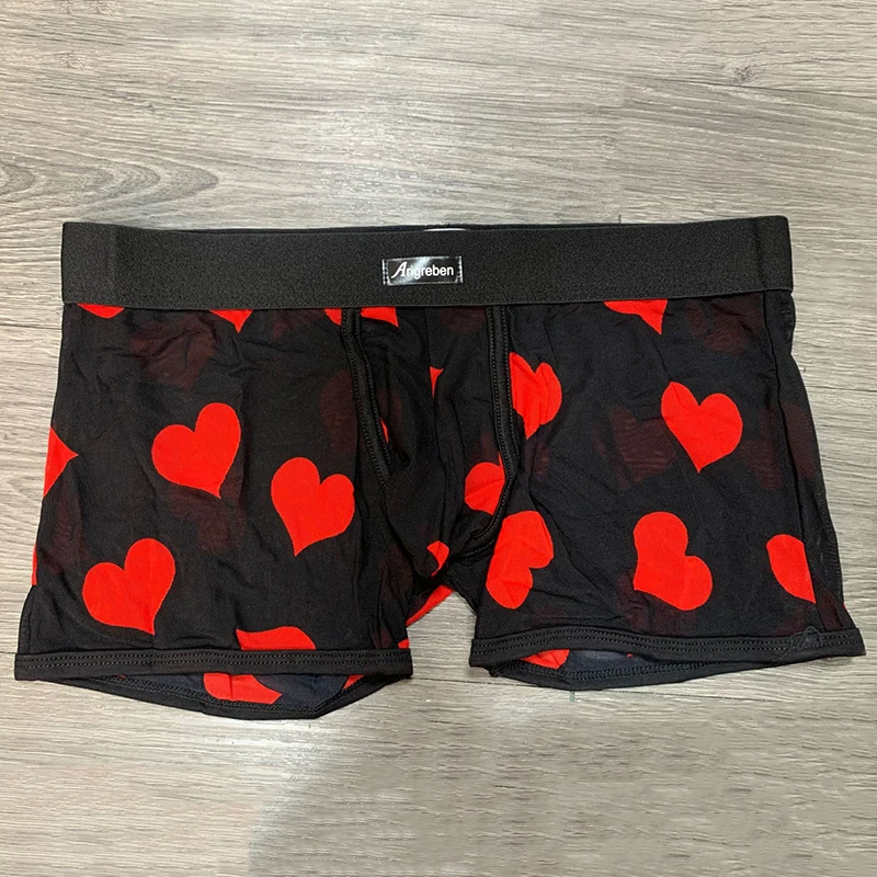 3 Pcs/Lot Men's Underwear Transparent Mesh Printing Large Size Men's Boxer Briefs Fashion Trendy Men's Breathable Sexy Boxers