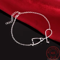 925 stamp silver color personalized stethoscope womens bracelets charms lucky bangles designer party luxury jewelry