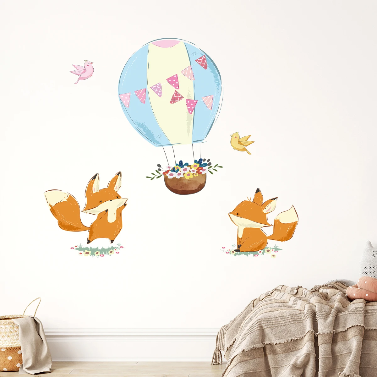 Мультяшные Наклейки На Стену С Воздушными Шарами И Милым Дизайном Лисы Для
