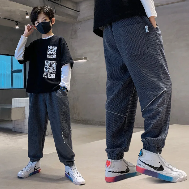 

Children Sport Pants For Boys Loose Pants Letters Kids Pants Casual Girls Trousers Spring Teen Running Pants For 3-16 Years