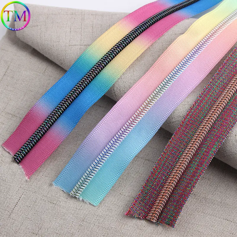 Rose gold Fashion Metal Starry Sky Zippers Nylon Printed Rainbow Zipper Diy Bags Purse Craft Sewing Supplies Accessories