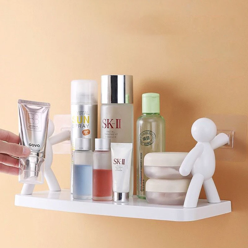 

Hot Selling New Villain Wall Hanging Free Punching Rack Bathroom Cosmetic Storage Rack Kitchen Spice Tank Finishing Rack
