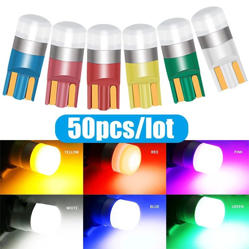 

50Pcs T10 W5W WY5W 3030 1SMD Super Bright LED Car Interior Reading Dome Lights Auto Parking Lamp Wedge Tail Side Bulb 12V