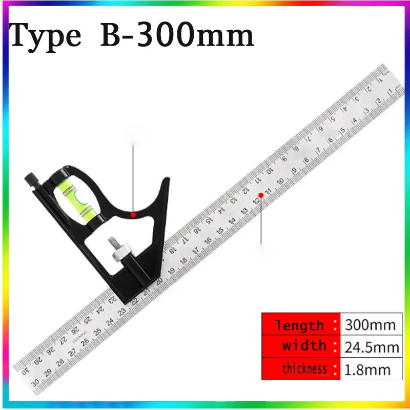 

3 In 1 Combination Angle Ruler Set Engineer 300/600mm Adjustable Multi Combination Right Square Protractor Measuring Tool