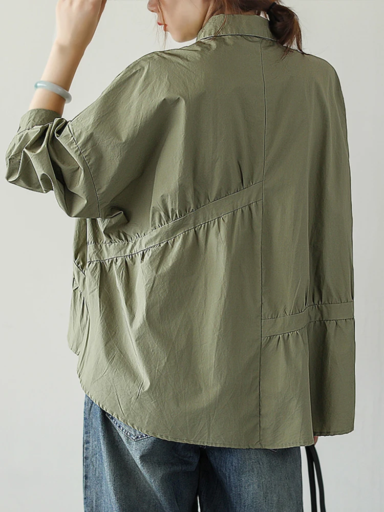 Женская блузка на пуговицах Max LuLu черная Свободная рубашка в британском стиле