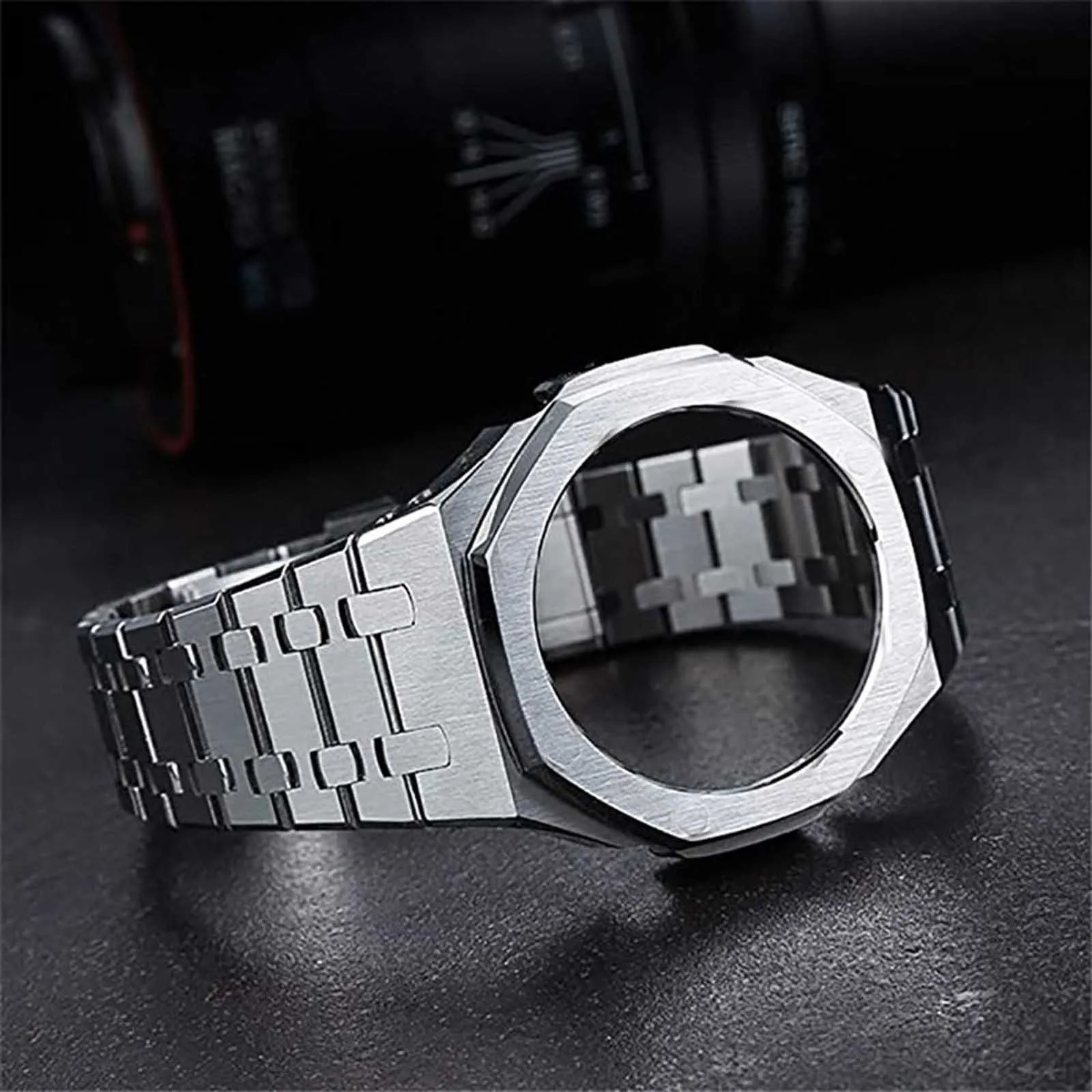 Luxury GA2100 Strap for CASIO GA-2100/2110 Mod kit Watch Case WatchBand Casioak OAK Stainless Steel Metal Bezel Band Replacement