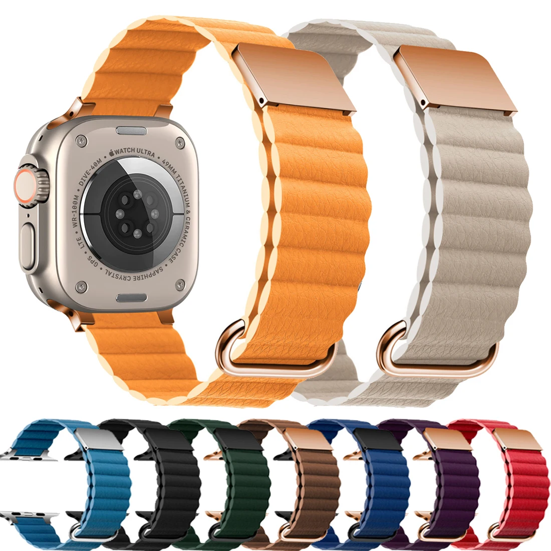 

Strap For Apple Watch Band Ultra 49mm 45mm 44mm 41mm 40mm Magnetic Leather Loop Bracelet For iWatch Series 8 7 6 SE 5 4 3 Strap
