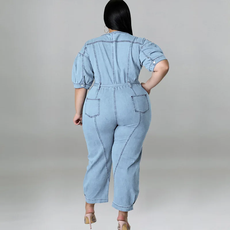 Plus Size Jumpsuit Womens Elegant Woman V Neck Overalls Lace Up Autumn 2022 Wide Leg Pant Women Plus Straight Solid Ankle-Length