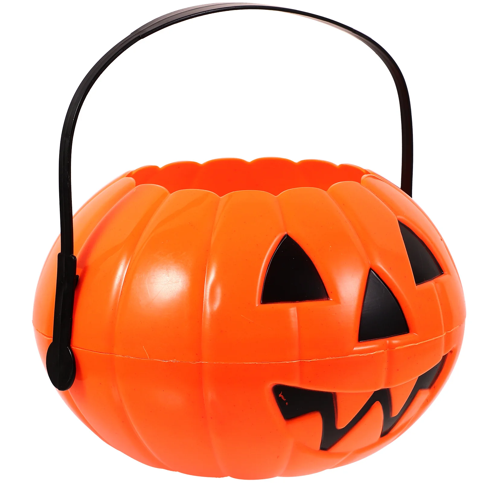 

Halloween Pumpkin Bucket Small Candy Holder Gift Buckets Plastic Bags Barrel Supplies Handles Orange Portable Treat Child Kids