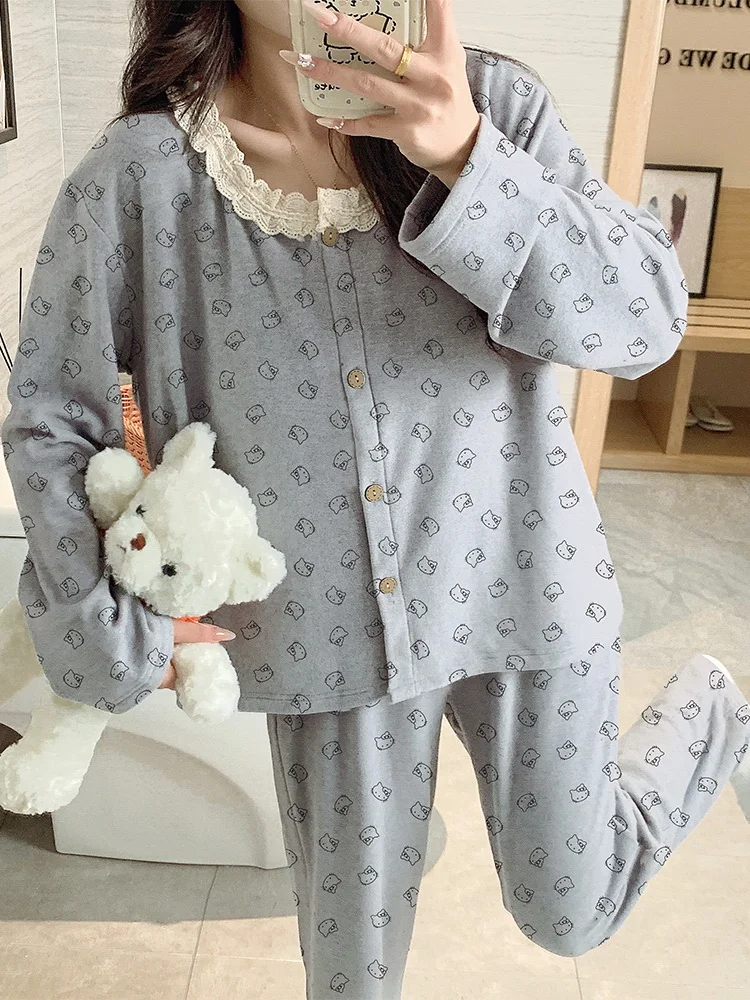 Женские пижамы &quotDralon&quot осень-зима 2024 новый теплый тонкий бархатный комплект Hello