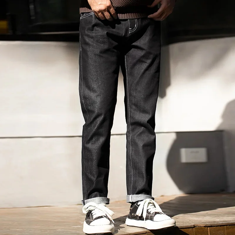 Мужские винтажные джинсы Maden серебристые прямые штаны из денима 13 унций размеры