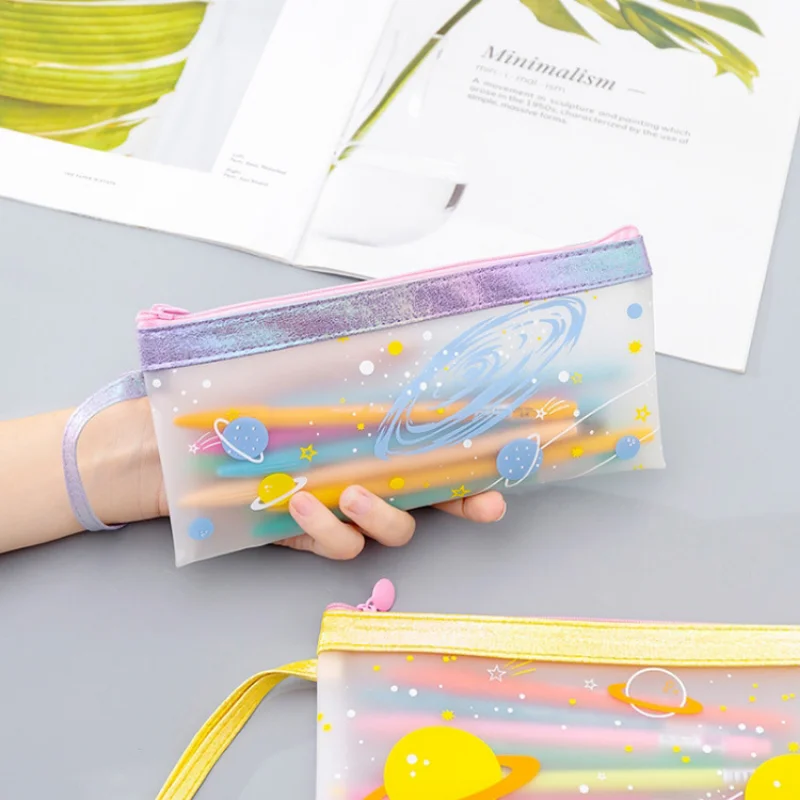 

Girl Planet Pencil Bag Student Handheld Pen Case Portable Waterproof File Bag Organizer and Stationery Storage School Supplies