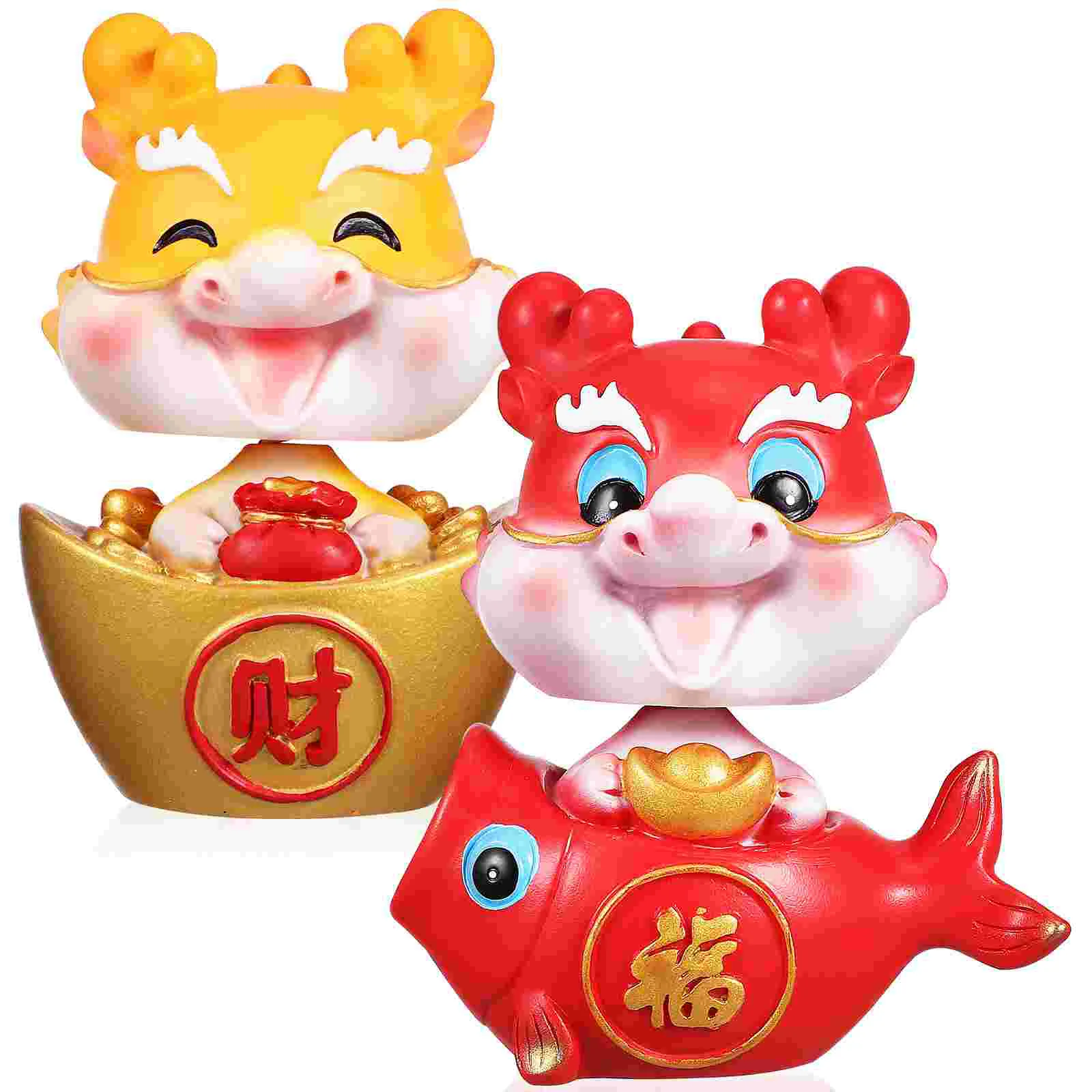 

2 Pcs Car Mini Dragon Decor Animal Statue Decoration Crafts Dashboard Ornament Decorations Resin Decors Figurines