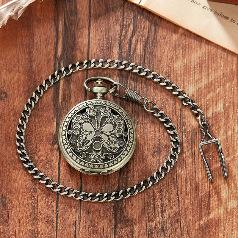 7 Design Vintage Mechanical Clock Flower Man Pocket Watch Clock Chain Steampunk Skeleton Watches for Men Chinese Factory Pendant