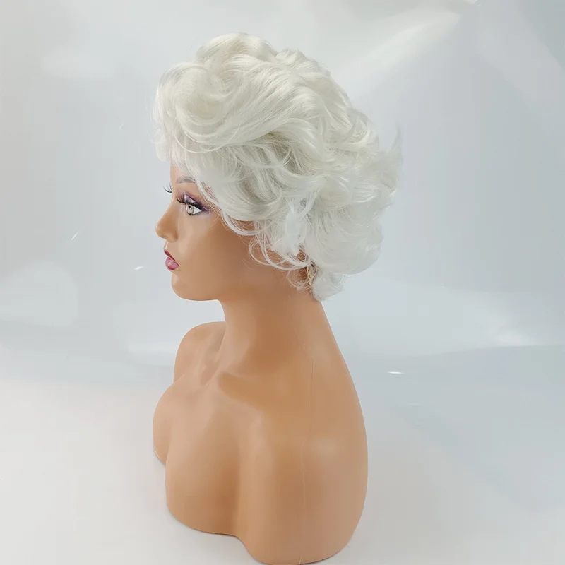 Европейская и американская белая мода короткие вьющиеся волосы белое химическое