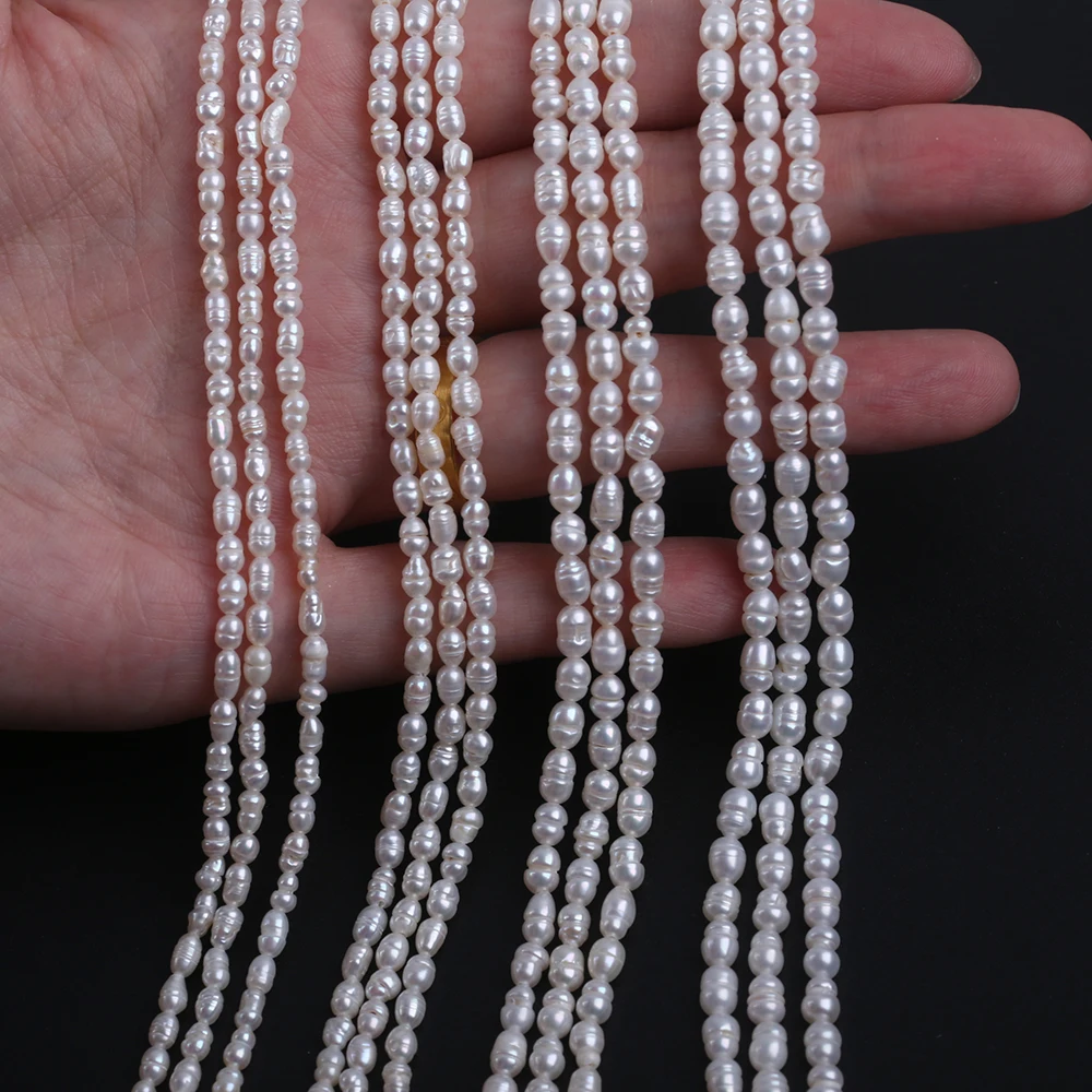 Нити культивированного пресноводного жемчуга в форме белого риса 2 8-3 мм/3 3-3 3 8 8-4