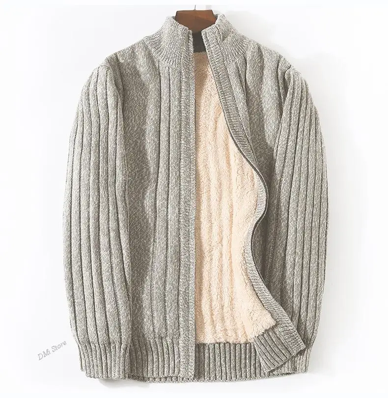 

DIMI Black Cotton Polyester Thicken Warm Cardigan Men Clothing Plus Size M-6XL 7XL Winter Sweater Male Lamb Cashmere Knitted