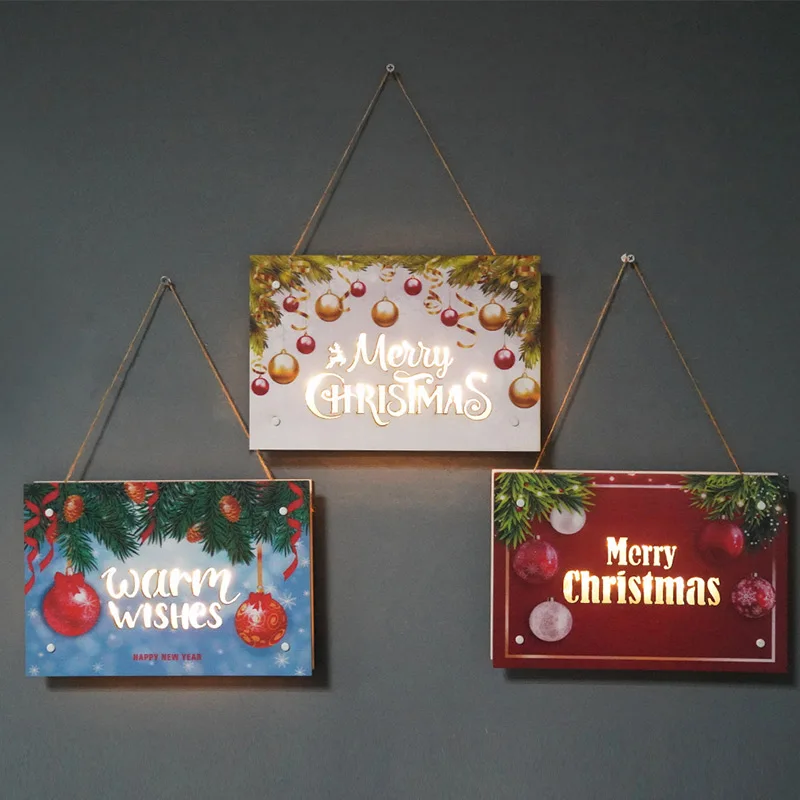

Vintage Wooden Door Hanging Decoration Sign Christmas Tree New Year Pendant Ornament Decor for Home Room Wall Navidad Yard Party