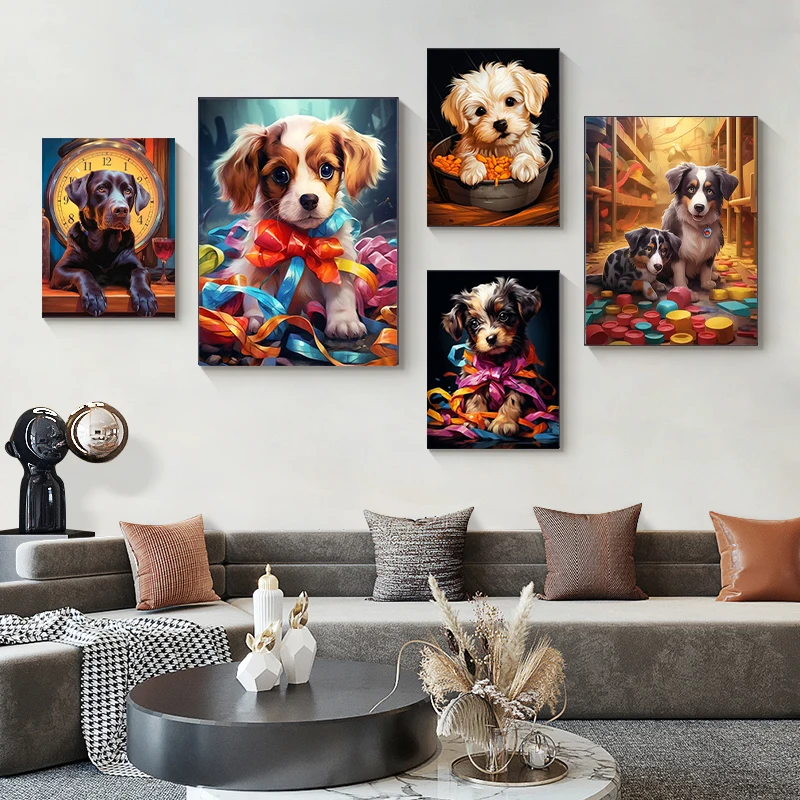 

RUOPOTY Painting By Numbers For Adults Kits Friend of humanity, obedient little dog Hand Painting Animal For Home Decor
