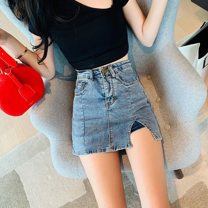 

High waist denim skirt summer new A- line skirt skirt