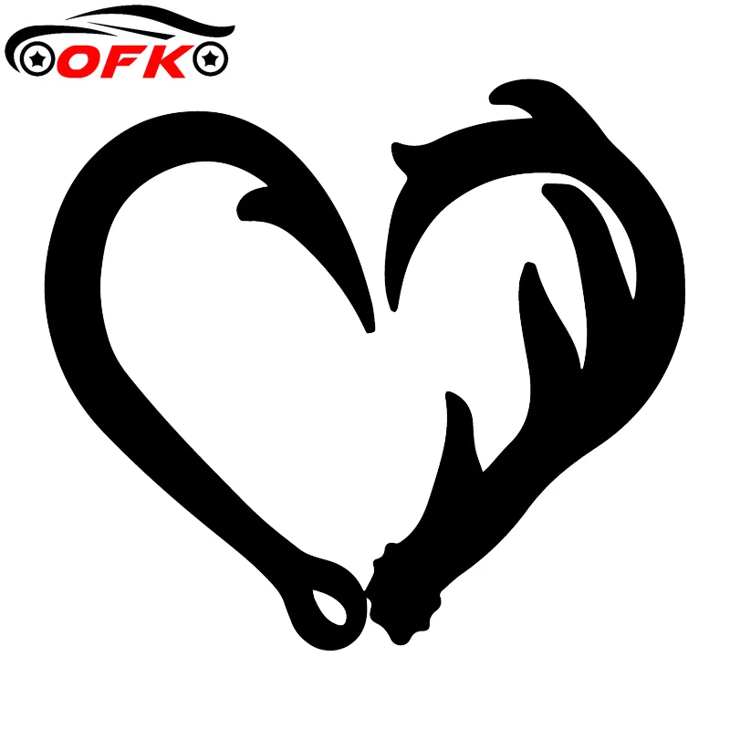 

Hook Antler Heart Love Fishing Hunting Car Sticker Art Vinyl Decals 15.6*14CM