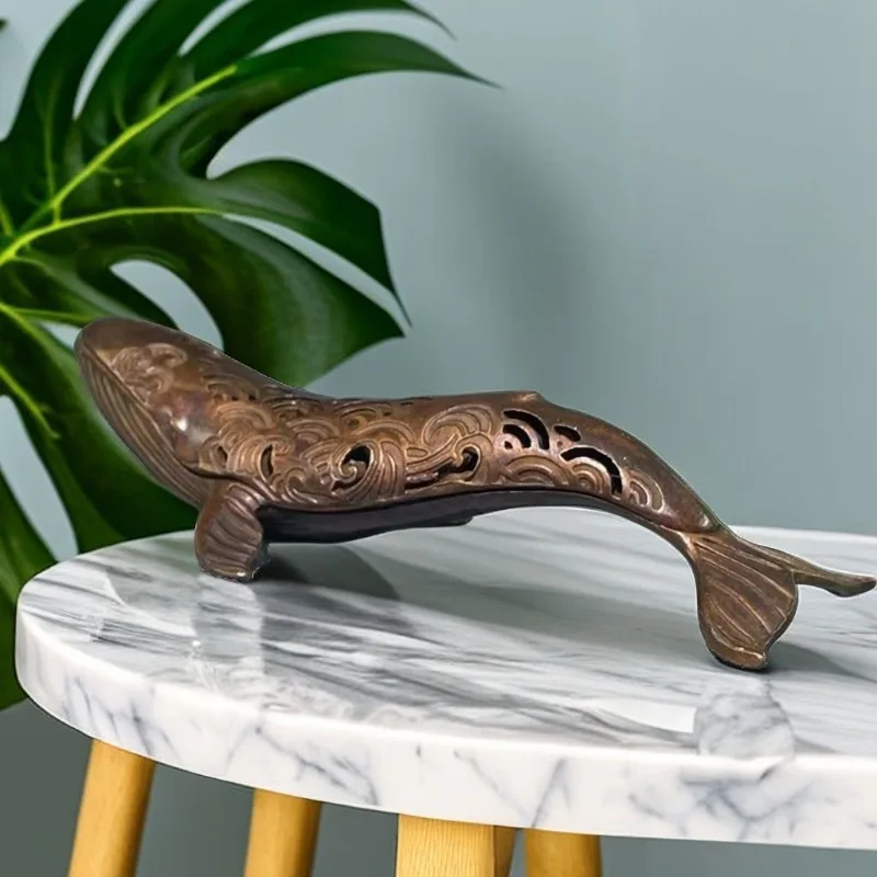 Античная бронзовая посуда подержанная печь для благовоний сна с Китом