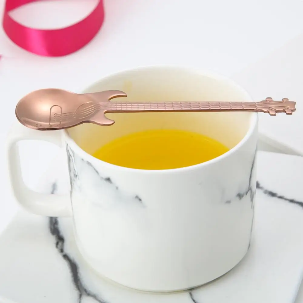 Stirring Spoon Guitar Shape Stainless Steel Coffee Spoons Teaspoon Set Cake Ice Cream Scoop Kit Tableware Kitchen Gadgets Tools images - 6