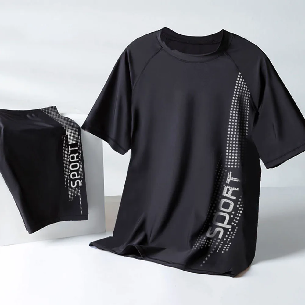 2022 Men's Split Swimsuit Short Sleeve Quick Dry Stretch Beach Swimsuit Surf Suit Water Sports Comfortable Swim Top Surf Suit